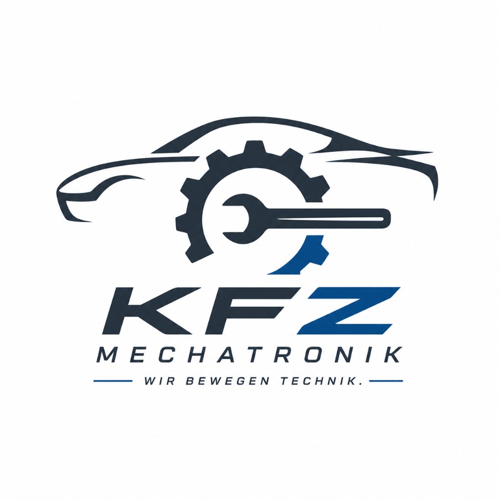 Logo-Referenz: KFZ-Mechatronik – Icon aus Auto, Zahnrad und Schraubenschlüssel